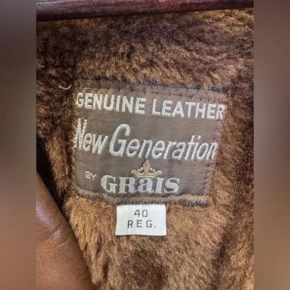 Vintage 70s Leather Trench Coat‎ Size 40R Rust Brown Belted Grais New Generation - Picture 4 of 15